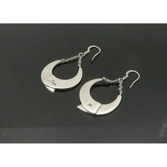 LOIS HILL 925 Silver - Vintage Shiny Woven Swirl Dangle Earrings - EG10619 - Picture 5 of 7